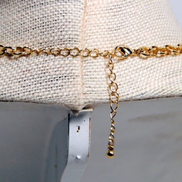 Statement Jewelry Necklace Gold Diamonds Crystals - Picture 4 of 4